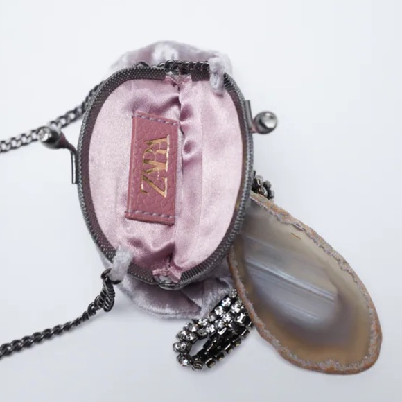 ZARA Velvet Mini Bucket Bag with Kiss Lock BNWT - Picture 4 of 10